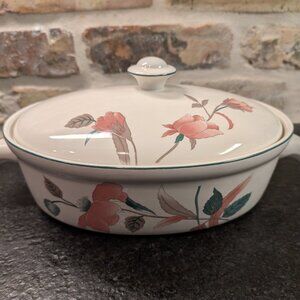 Mikasa Silk Flowers Large Oval Bake & Serve ULTRA CERAM CASSEROLE TUREEN Japan